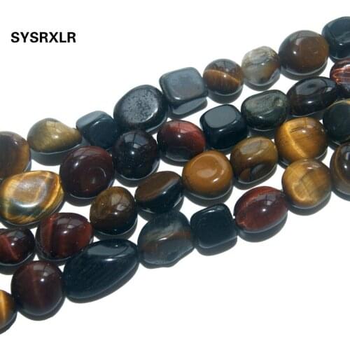 Free Shipping 5-12 MM Irregular Natural Stone Colorful Tiger Eye Stone Beads For Jewelry Making DIY Bracelet Necklace Strand