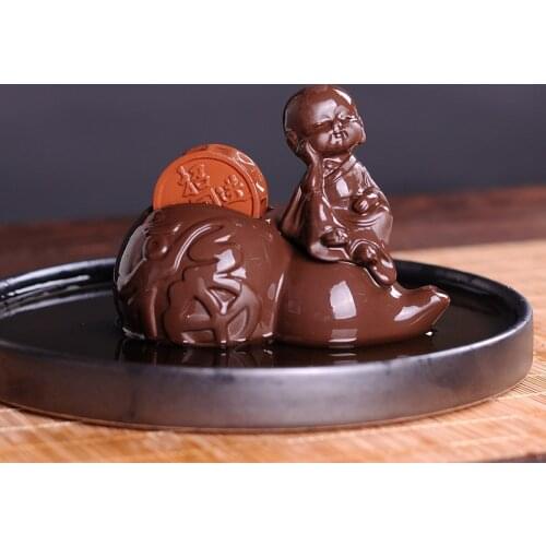 Clay Water Spouting Tea Ornaments Little Monk Golden Toad Pixiu Pigskin Tea Set Tea Ornaments Clay Kung Fu Tea Pet Mini Tea Set