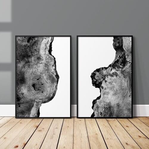 Wood Tree Ring Canvas Art Painting Wall Pcitures Black and White Rustic Wood Grain Canvas Prints Home Modern Posters Decor