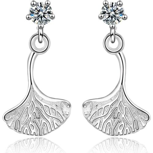 Elegant Cubic Zircon Ginkgo biloba Drop Earrings for Women Girl quality Earring Jewelry pendientes Oorbellen Brincos