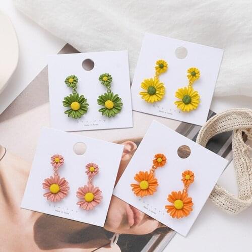 Needle Daisy Ear Stud Simple Earrings For Girl Ear Accessories Cute Individuality Temperament Drop Pendientes Eardrop
