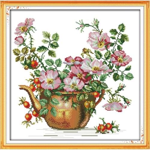 The Pottery Vase Counted Cross Stitch Handmade Cross Stitch 11 14CT flowers Cross Stitch Kits Embroidery for Needlework