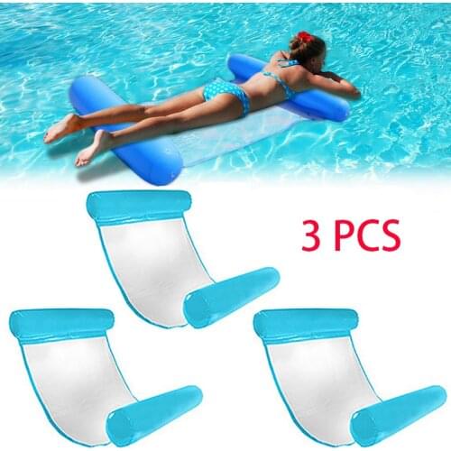 3 PCS Summer Inflatable Foldable Floating Row Swimming Pool Water Hammock Sea Swimming Ring Pool Party Toy Lounge Bed For Swim