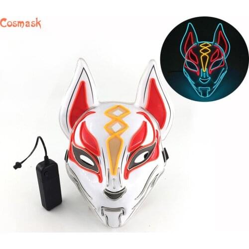 COSMASK Halloween EL Masks Sky Fox Light Up Mask Animal Face Battle Game Cosplay Glowing Props Party Decoration Kids Toys Gift