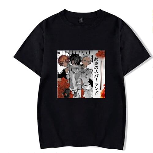 2021 Hot Anime The Promised Neverland T Shirt Men Kawaii Summer Tops Harajuku Tshirt Male