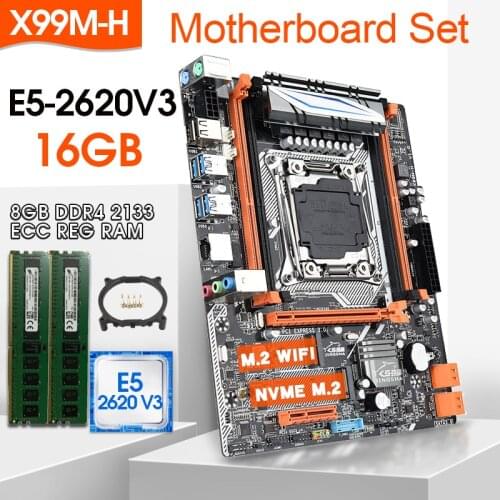 JINGSHA X99 DDR4 motherboard combos with Xeon E5 2620 V3 LGA2011-3 CPU 2pcs X 8GB =16GB 2133MHz REG ECC DDR4 memory usb3.0 sata3