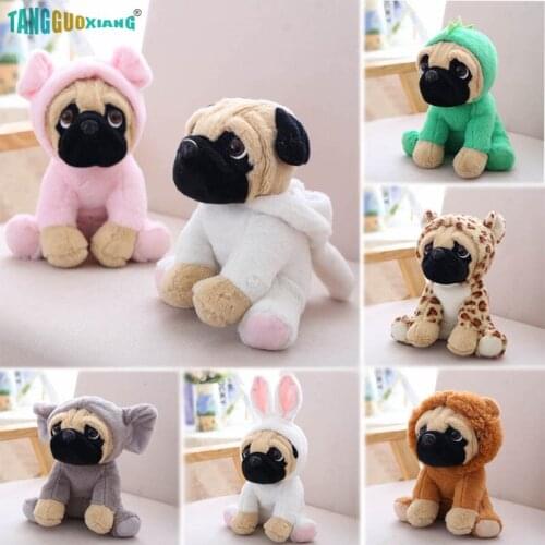 20cm Cute pug Dog Animal Plush Toys Stuffed Doll Dogs Cosplay Dinosaur Rabbit Elephan Birthday X-mas Gifts For Children Kids
