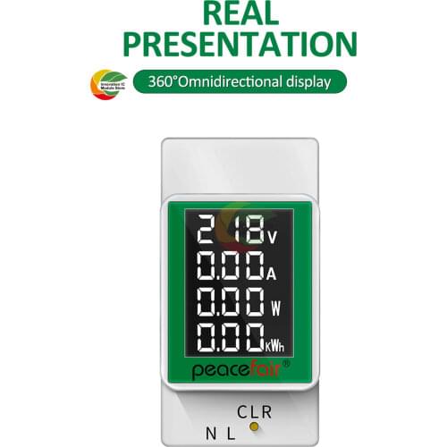 Ziqqucu AC digital display multi-function rail meter voltage and current meter AC50-300V/100A tester