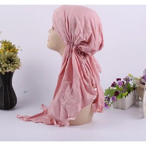 New women crystal hijab muslim lady headband solid pashmina cotton girl shawl free shipping