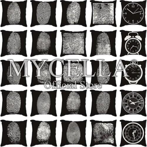 Fingerprint Cushion Cover Plant Leaves Pillowcase For Pillow Black White High Quality Sofa Simple Pillows Covers Living Room Car