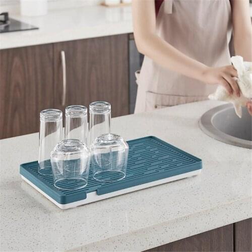 1pcs Simple Kitchen Double-layer Drain Rack Household Rectangular Plastic Tea Tray Cup Tray Bathroom Drain Tray Storage Holders