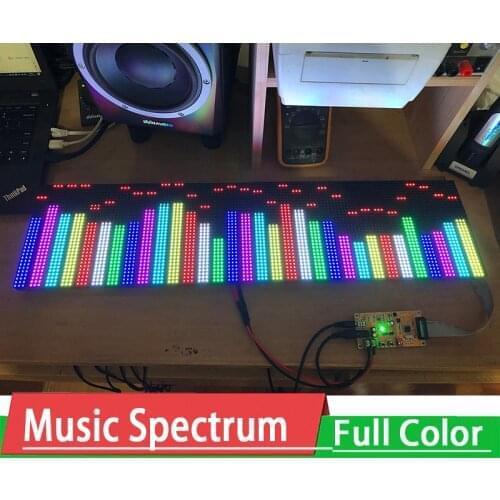AS128 Full Color RGB Music Spectrum Display Screen Audio LED Rhythm Light Level Indicator VU Meter amplifieR Sound Voice Control