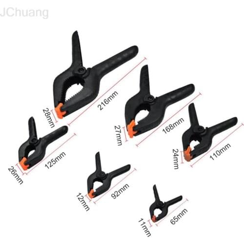 Woodworking Spring Clamp Clip Toggle Clamps Tips 2/3/4/4.5/6/9 inch DIY Tools Plastic Nylon for Photography Photo Studio Black