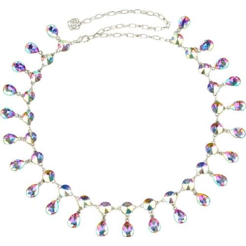 Chic Women Crystal Rhinestone Water Drop Metal Hip Waistband Belly Chain Belt