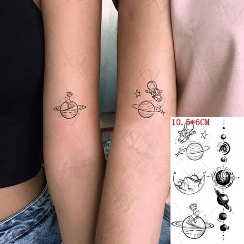 Waterproof Temporary Tattoo Sticker Cartoon Star Moon Sun Earth Astronaut Tatto Flash Tatoo Fake Tattoos for Kids Men Women