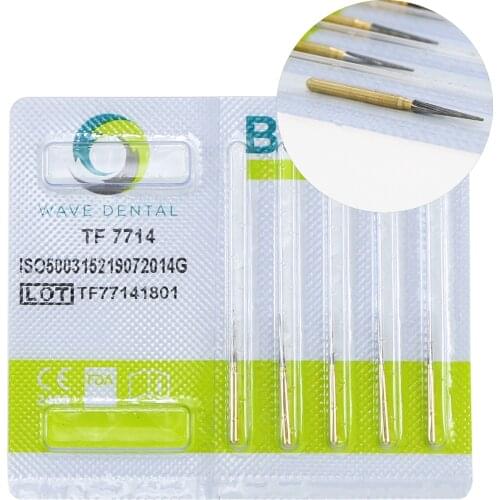 WAVE Dental 12 Bladed Gold Plated Finishing Trimming and Finishing Burs T Series TF 7714