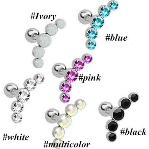 Women Fashion Rhinestone Stainless Steel Crystal Earrings Ear Hook Stud Jewelry