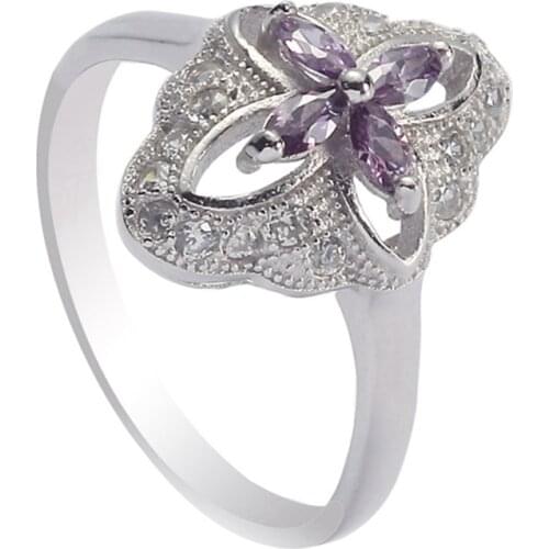 Eulonvan 925 sterling silver Engagement Wedding rings Jewelry & Accessories for women Purple Cubic Zirconia S-3709 size 6 7 8 9