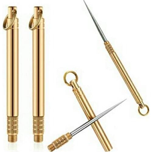 2pcs Titanium Toothpick Portable Brass Integrated Toothpicks Creative Portable Fruit Pick Toothpicks Stronger Than Dental Floss