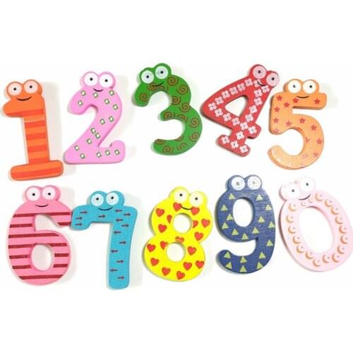 1Set Number 0-9 Cartoon Wooden Number Fridge Magnet Message Board and Reminder for Kitchen Refrigerator Decoration Accessories