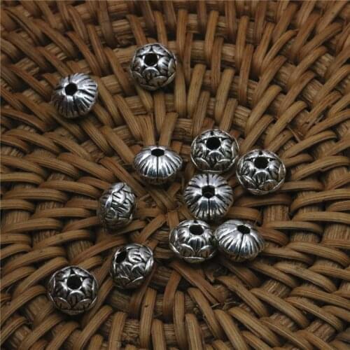 10PCS Accessory Lucky DIY Finding Loose Copper Round Abacus Beads Ball Carved New Jewelry Making Girls Metal Gifts Crafts 5x8mm