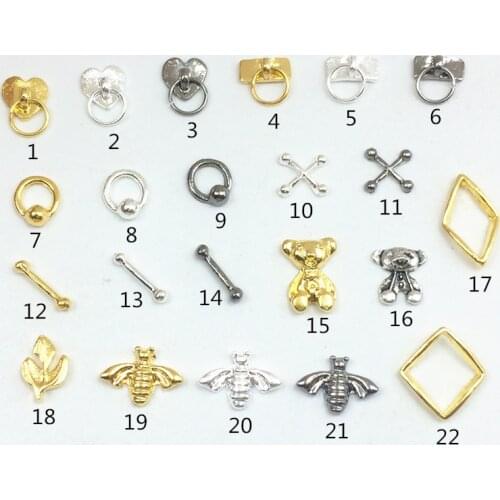 10pcs/bag Retail Japan New 3D Nail Accessories Metal Alloy Kawaii Bee Bear Heart Nail Parter DIY Charm Nail Tools for manicure