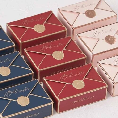 5/20/50pcs Envelope Shaped Gift Box Packaging Bag Wedding Candy Box Favor Gift Boxes Birthday Party Christmas Jelwery Decoration