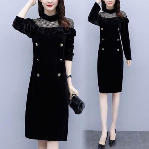 Velvet Autumn fashion Dress Female Plus Size patchwork vestidos de festa sexy pastel midi dress women clothing