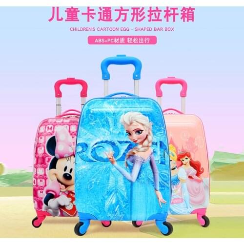 Disney childrens princess trolley suitcase for boys and girls 18 inch baby cartoon Minnie Lightning McQueen boarding case