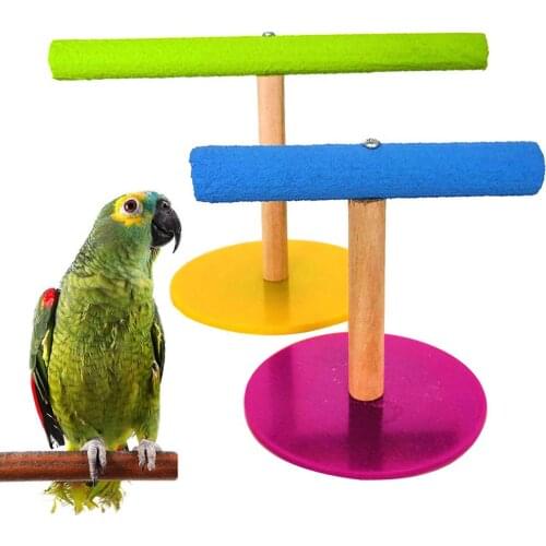 Wooden Pet Bird Parrot Cage Training Stand Perch Play Gym Budgie Parakeet Toy