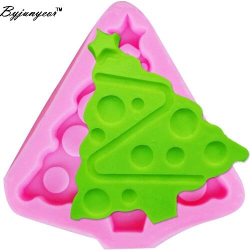 Byjunyeor F1109 Christmas tree Epoxy UV Resin Silicone molds Handmade Fondant Cake Decoration Sugar Craft Tools baking tools