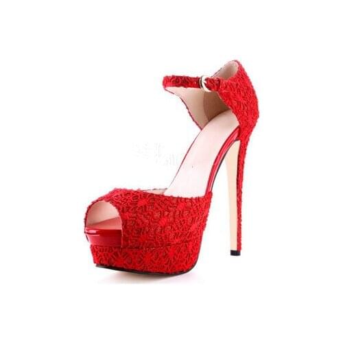 FGHGF super high heel red fashion womens shoes open toe heels sexy 16 cm super high heel fashion ankle strap