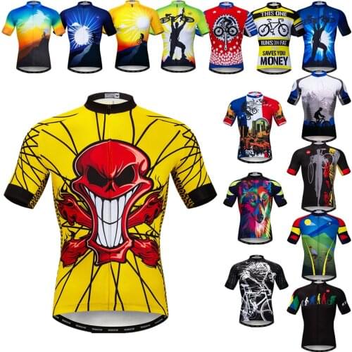 Skull Cycling Jerseys Men Breathable Riding Clothing 2021 Short Sleeve Summer mtb Shirts Maillot Ciclismo Bike Uniforms