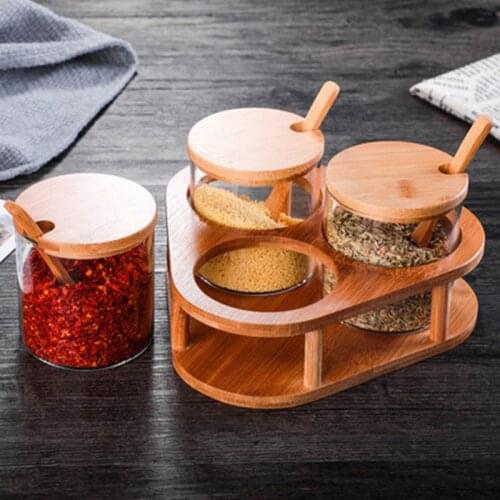 Kitchenware Storage Jar Candy Biscuit Tea Coffee Bean Storage Bottle Wooden Lid Container Spice Food Grain Snack Jar