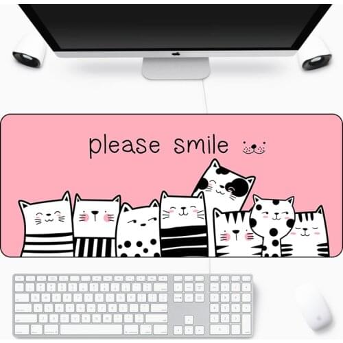Cute Funny Cat Gaming Mousepad Big Cartoon Natural Rubber 70x30cm Anti-Slip Computer Large Mouse Pad Speed Smooth Laptop Mat