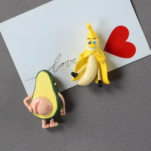 Creative Cartoon Spoof Banana Avocado Refrigerator Magnet 3D Funny Fruit Magnet Photo Fridge Magnet