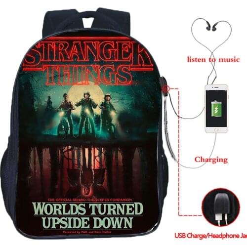 Popular Stranger Things Season 3 Backpack Multifunction USB Charge Headphone Jack School Bags for Teenagers Travel Rucksack