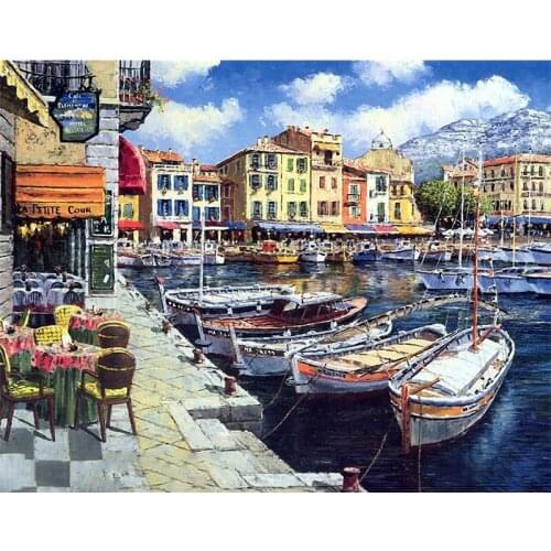 DIY Digital Painting By Numbers port vessel oil painting mural Kits Coloring Wall Art Picture Gift frameless