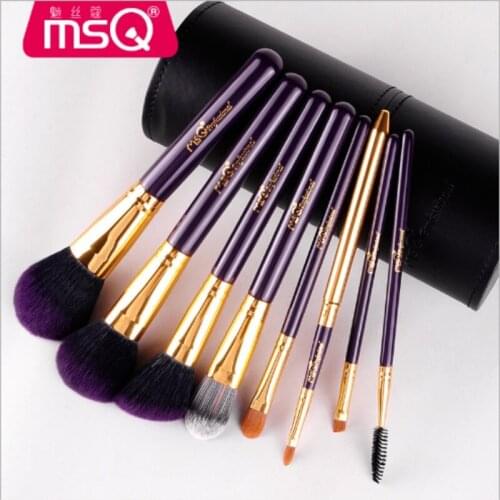 MSQ Portable 8pcs Makeup Brush Set Foundation Blush Eye shadow Soft Fiber Hair Brush With PU Leather Bag new 20sets