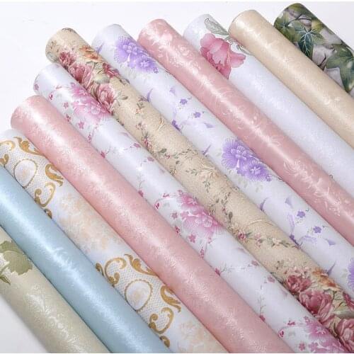 Pastoral Flowers 3D Stereo Floral Wall Sticker PVC Waterproof Self Adhesive Wallpaper Lotus Rose Bedroom Home Decor wallpaper