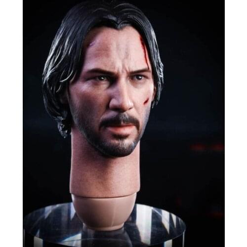 NRtoys 1/6 Keanu Reeves Injured Head Sculpt PVC Male Soldier Head Carving Fit 12'' Action Figure Body Doll