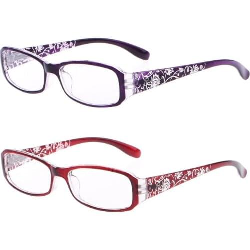 Women Lady Spring Hinge Flower Print Resin Reading Glasses Presbyopic +1.0~+4.0 2XPC
