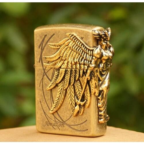 Original Zorro kerosene retro lighter gold-plated Antique Silver Warrior Authentic Mens gift