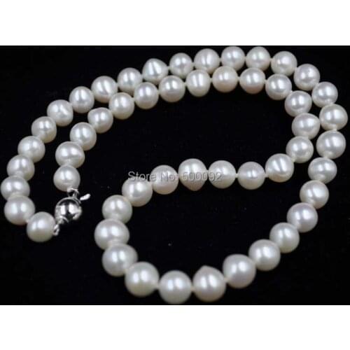 Genuine 7.5-8mm white freshwater cultured pearl necklace