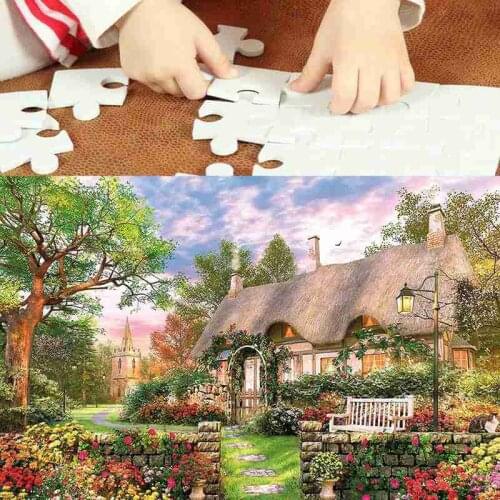 Jigsaw paper puzzles 1000 pieces England Cottage landscape Picture Puzzles Assembling toy Puzzles for Adult Kids educational toy