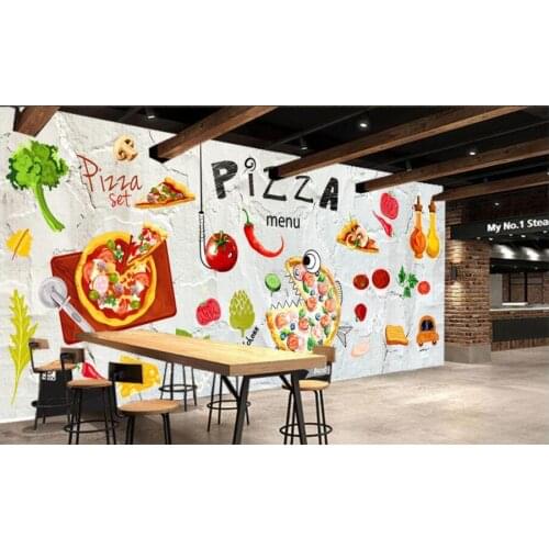 Custom photo 3d wallpaper Cartoon pizza gourmet fast food restaurant background home decor living room wallpaper for walls 3 d