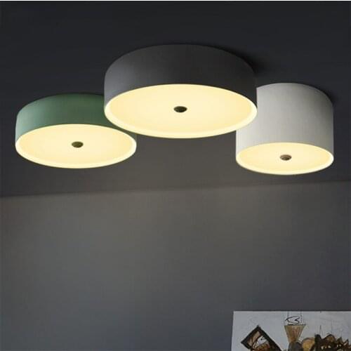 Nordic Modern Living Room LED Ceiling Lamp Round Bedroom Lamp Simple Iron Restaurant Light Cafe Lamp Free Shipping
