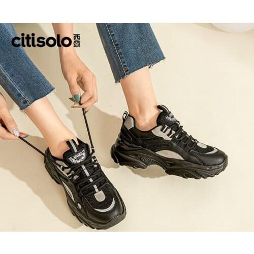 Q1921 Xisong Autumn New Fashion Platform Daddy Shoes Lace Sports Shoes Women Shoes
