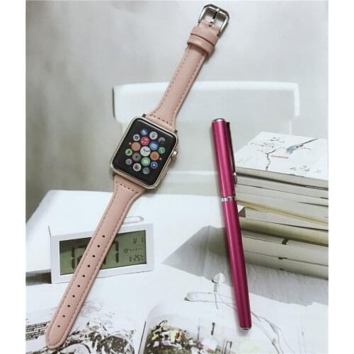 Newest genuine leather loop belt for Apple Watch Strap Band 6 SE series 3 4 5 for iWatch 42MM 38MM 40mm 44mm