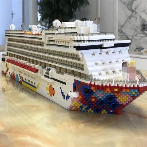 Luxury Cruise Liner Ship Big White Boat DIY Diamond Mini Building Micro Blocks Brick Assembled Toy Kids Gift RK7800